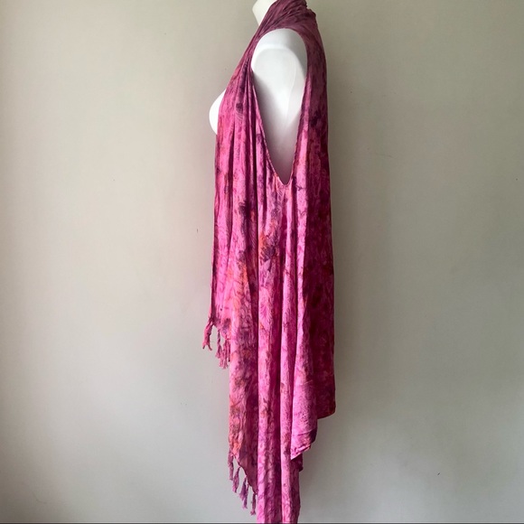 🌼 UO Urban Renewal Floral Batik Fringed Open Front Kimono Top OS - Picture 6 of 7